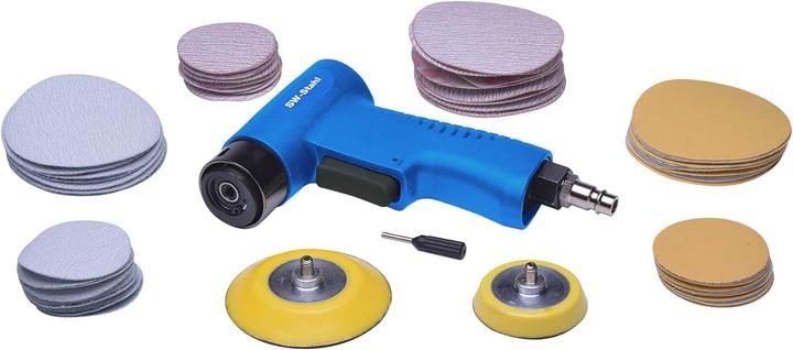 Actual product image SW-Stahl S3293 Pneumatic random orbital sander set I 63-piece pneumatic tool set I 1/4 inch pressure (Eccentric grinder)