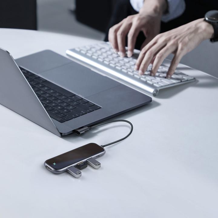 Actual product image Baseus Multi-functional HUB (Type-C to 3xUSB3.0+HD4K+PD) Gray (USB-C, 3 Ports)