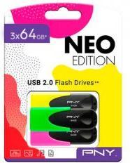 Actual product image PNY 3 USB sticks NEO Edition yellow, green, pink 64 GB (64 GB)