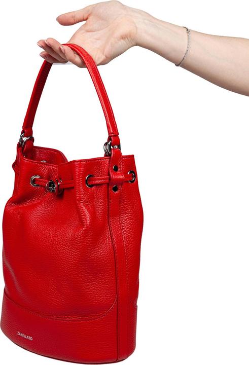 Image du produit Zanellato monda daily day s leather bucket bag red color