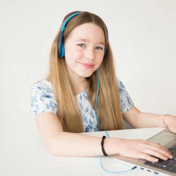 Actual product image JLab Audio JLAB JBuddies Pop Headphones On Ear blue,wired