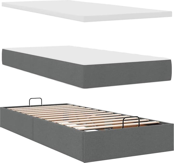 Image du produit VidaXL Ottoman-lit avec matelas Gris foncé 200x200 cm Tissu Cadre de lit (200 x 200 cm)