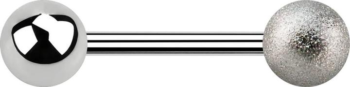Image du produit Star Piercing Barbell argenté avec boule et boule mouchetée (Acier chirurgical 316L)