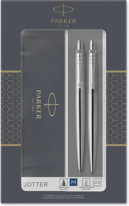 Actual product image Parker Pen Writing utensil set JOTTER stainless steel C.C. Content: 1 biros, line width: M, stroke colour: blue (Silver, 1 x)