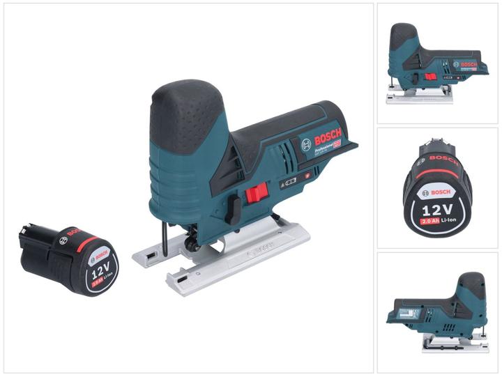 1x Bosch GST 12V-70 Professional Scie sauteuse sans fil, 1x Bosch Professional GBA 12 V 2,0 Ah Li-Ion Batterie à insérer