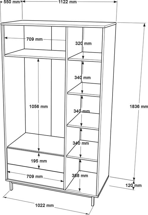 Actual product image Skye Decor Wardrobe (112.5 x 195.5 x 55 cm)