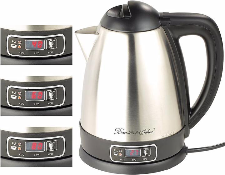 Produktbild Rosenstein & Söhne Edelstahl-Wasserkocher mit Temperatur-Wahl (1.80 l)