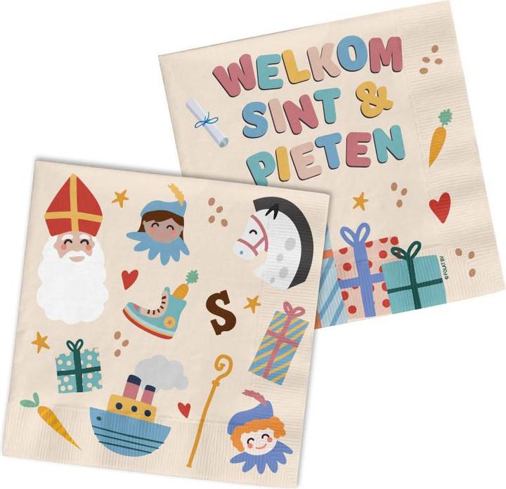 Actual product image Folat 'Welcome Sint & Pieten' - Sint and Pieten - 12,5 x 12,5 cm - 20 pieces (20 x)