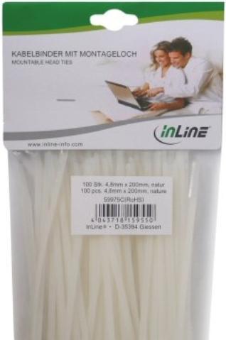 Produktbild InLine Kabelbinder mit Montageloch (Kunststoffkabelbinder, 200 mm, 100 Stk.)