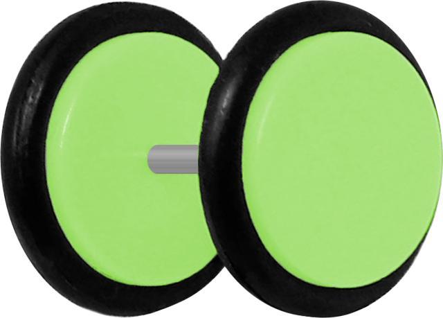 Star Piercing Fake Plug hellgrün mit O-Ring (ohne Messing, Acryl)