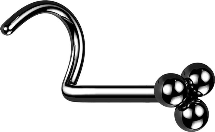 Image du produit Star Piercing Nasenstecker gebogen schwarz drei Kugeln (sans laiton, Acier chirurgical 316L)