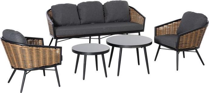 Actual product image Swisshandel24 Polyrattan garden furniture set 5-piece rattan sofa set seating set for break lounge Teetis