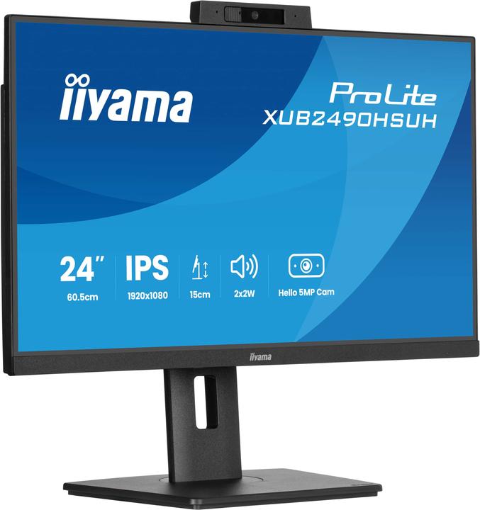 Actual product image iiyama 60.5cm (23,8") XUB2490HSUH-B2 16:9 HDMI+DP WebCam (1920 x 1080 pixels, 23.80")