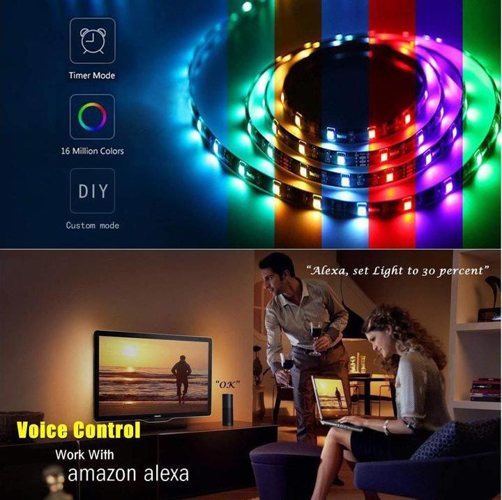 Produktbild Woox Smart LED Strip +Adapter RGB+WW, Alexa, Google Home (Mehrfarbig, 500 cm, Indoor)
