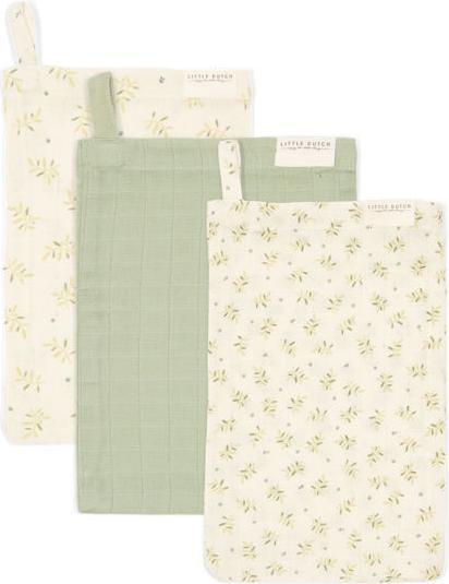 Little Dutch Waschlappenset muslin Blauberry Leaves