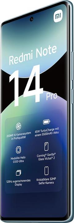 Produktbild Xiaomi Redmi Note 14 Pro (256 GB, Ocean Blue, 6.67", Dual SIM, 200 Mpx, 4G)