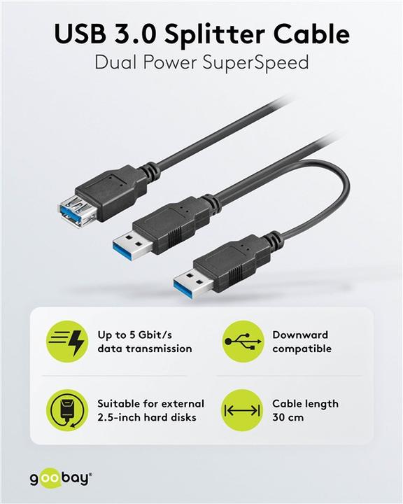 Actual product image Goobay USB / power cable (0.30 m, USB 3.0)