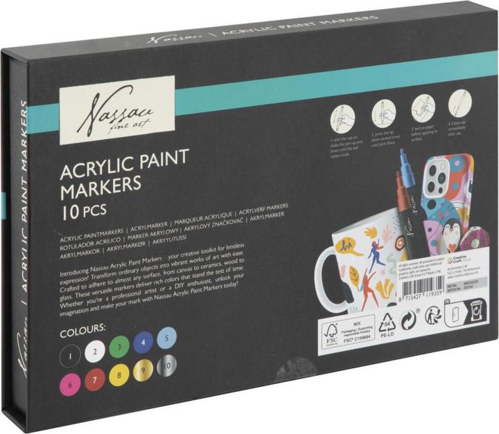 Actual product image Grafix Nassau - Acrylic markerset, 10 pcs (AR0143/GE) (7500 mm, 10 x)