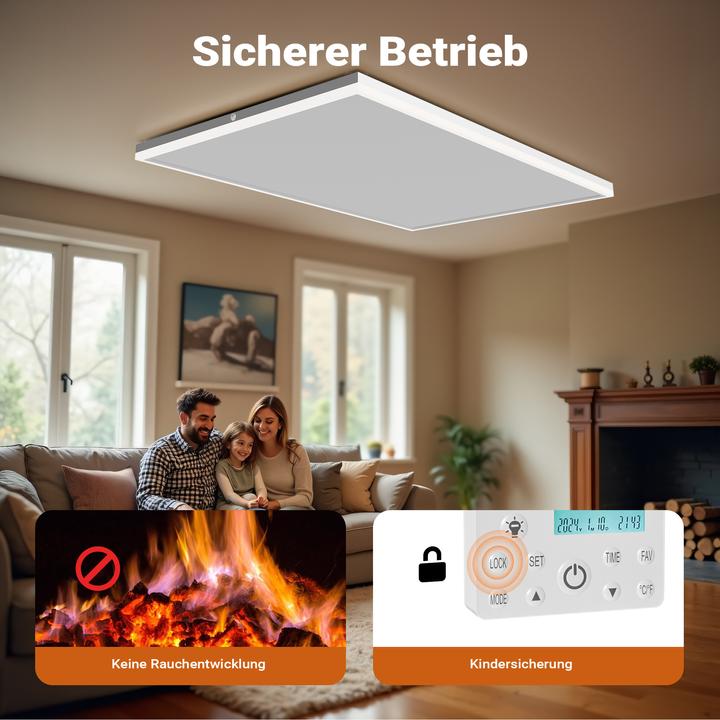 Actual product image Wiltec Infrared ceiling heater 660W 108x63x3.5cm Infrared heating LED heater (660 W)