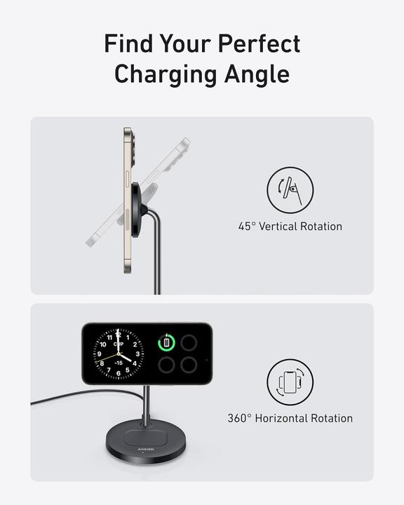 Produktbild Anker - MagGo Wireless Charger (2-in-1 Stand) (15 W)