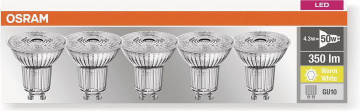 Actual product image Osram LED base (GU10, 4.30 W, 350 lm, 5 x, F)