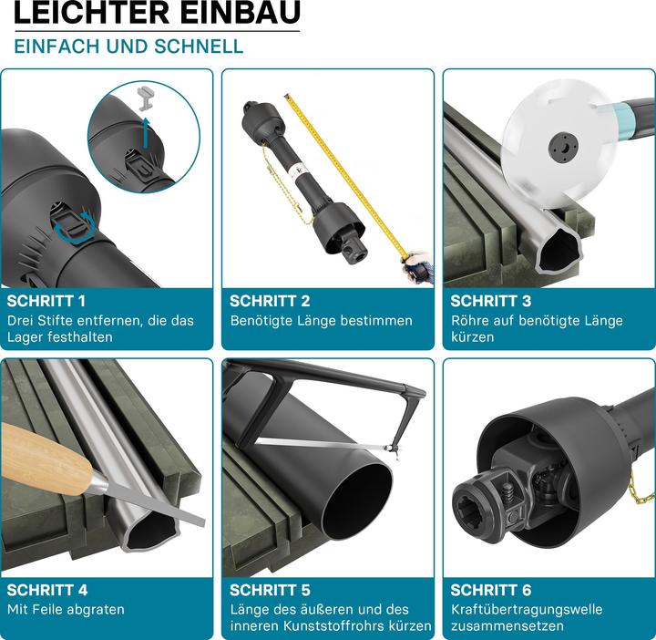 Produktbild Wiltec Zapfwelle T1 Gelenkwelle 800-1040mm 210Nm 540U/min PTO-Shaft 18kW 1 3/8" 6 Zähne (Traktorzubehör)