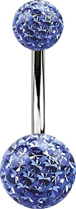 Immagine prodotto Star Piercing Banana argento con due sfere di cristallo azzurro Strato protettivo epossidico (Titanio G23, senza ottone)