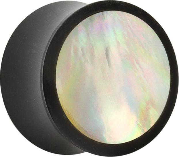 Produktbild Star Piercing Flared Plug aus Wasserbüffelhorn und Perlmutt-Einsatz (Organisch, Mineralisch, ohne Messing)