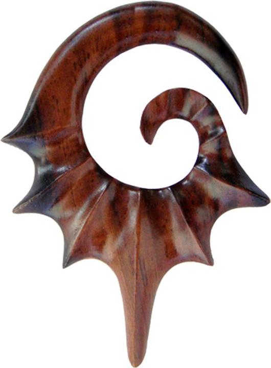 Actual product image Star Piercing Ear weight spiral bat wings made of Narra wood (without brass, Organic)