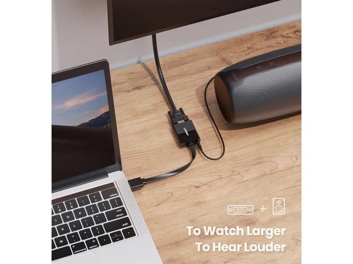 Immagine prodotto Ugreen Convertitore adattatore da HDMI a VGA con supporto audio 1080P (HDMI, 16 cm)