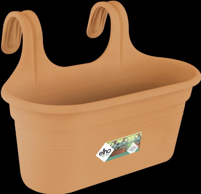 Actual product image Elho Easy Hanger Green Basics balcony box, oval, 26x36x25.7 cm, made of plastic in terracotta (26.20 cm)