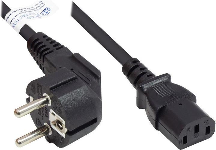 Immagine prodotto Good Connections Spina di contatto di terra del cavo di rete tipo E+F (CEE 7/7, angolata) a C13 (dritta), nera, 1,00 (2.50 m, CEE 7/7, C13)