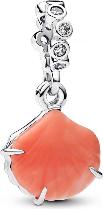 Actual product image Pandora Coral-coloured Shell Double Dangle Charm (Silver 925)