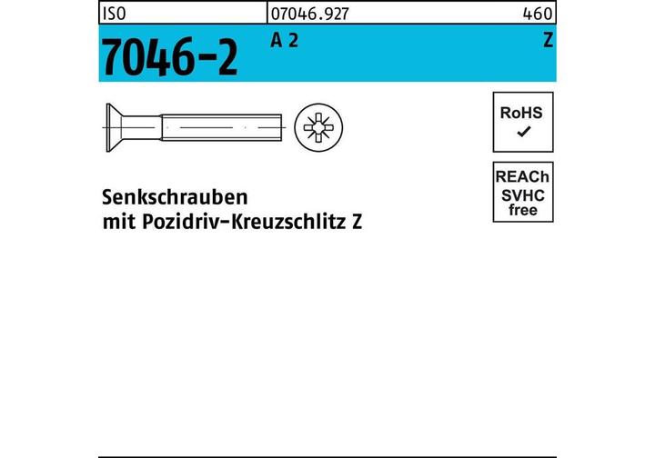 Image du produit Vis à tête fraisée ISO 7046-2 avec empreinte cruciforme PZ M 8 x 10 -Z A 2 (100 Vis par pièce)