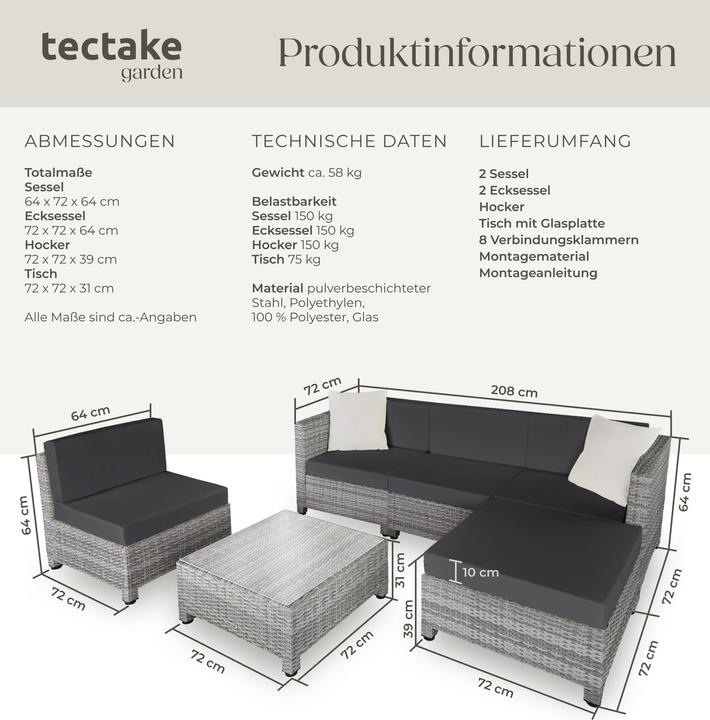 Produktbild tectake Rattan Lounge