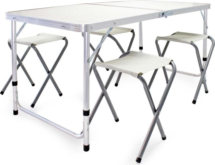 Image du produit Wiltec Table de camping avec 4 chaises 5pcs. Set de meubles de camping aluminium pliable