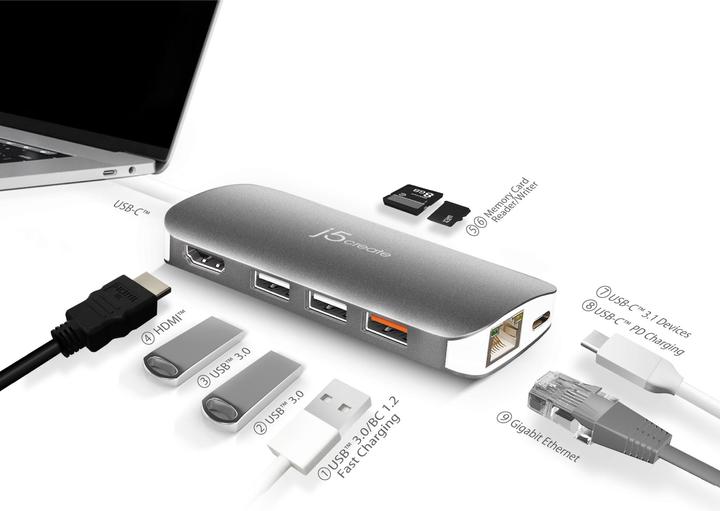 Produktbild j5Create Dockingstation JCD383 (USB-C, 5 Ports)