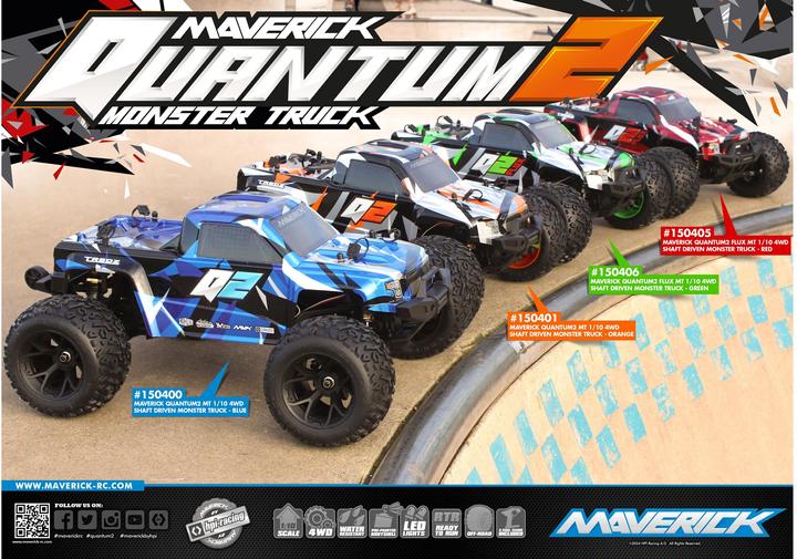Immagine prodotto Maverick Quantum2 MT Flux 1/10th Monster Truck - Green (ARR Quasi lettura a corredo)