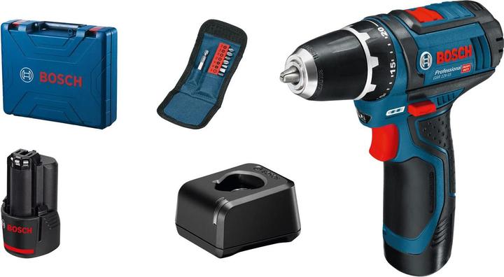 Produktbild Bosch Professional Akku-Bohrschrauber GSR 12V-15, 2 x Akku GBA 12V 2.0Ah, Handwerkerkoffer (Akkubetrieb)
