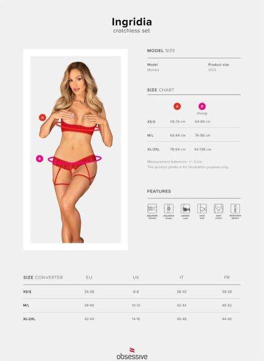 Immagine prodotto Obsessive - Ensemble Ouvert 2 Pièces Ingridia - Rouge (L, XL)