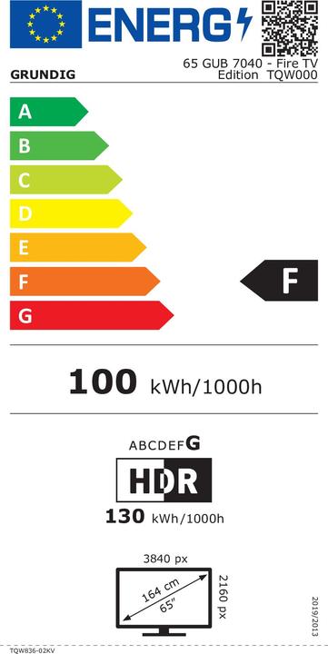 Energy Label Grundig 65 GUB 7040 - Fire TV Edition - 164 cm (65") (65", LED, 4K)