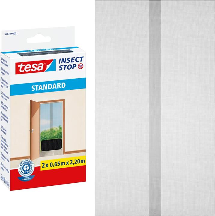 Produktbild tesa Insektenschutz STANDARD für Fenster, zweiteilig, mit Klettband, ohne Bohren (65 x 220 cm)