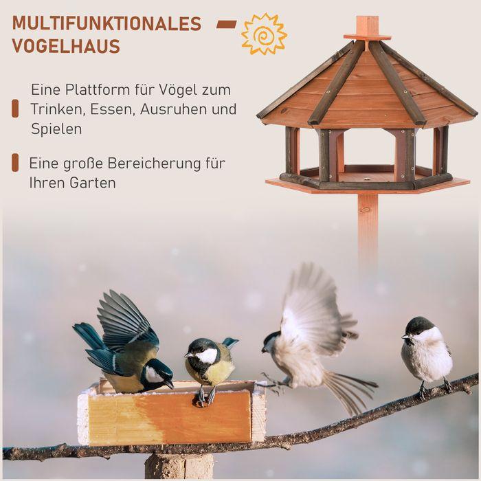 Produktbild Swisshandel24 Vogelhaus Vogelfutterhaus hölzerner Vogelvilla Futterhaus Vogelständer Vogel-Tischvogelhaus Spielsta