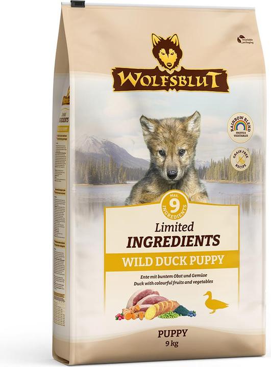 Immagine prodotto Wolfsblut Ingredienti limitati Puppy Wild Duck per cani 9 kg (Junior, 1 pz., 9000 g)