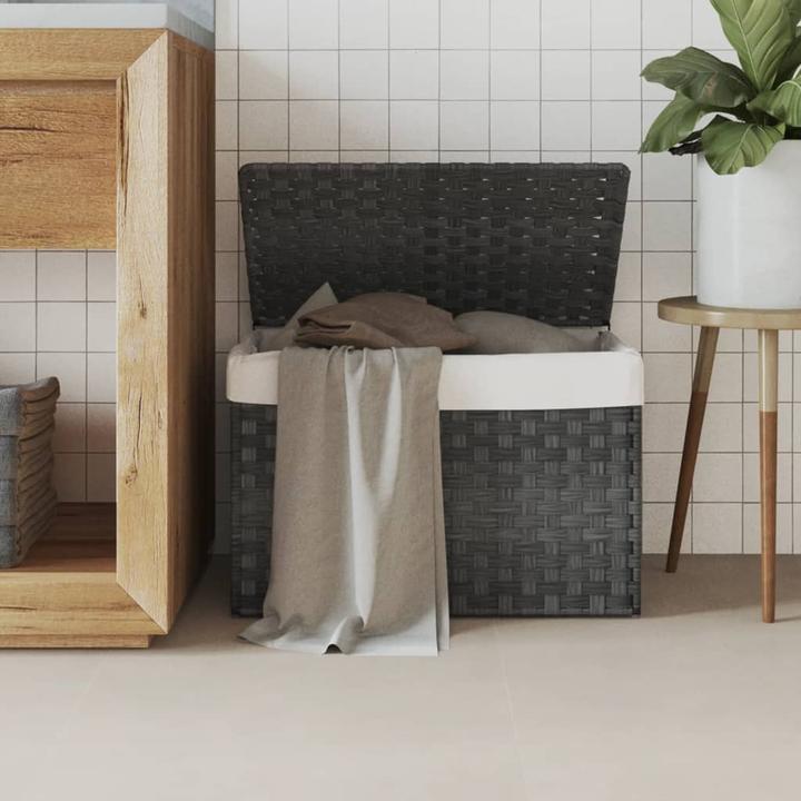 Actual product image VidaXL Laundry basket with lid Grey 55.5x35x34 cm Poly
