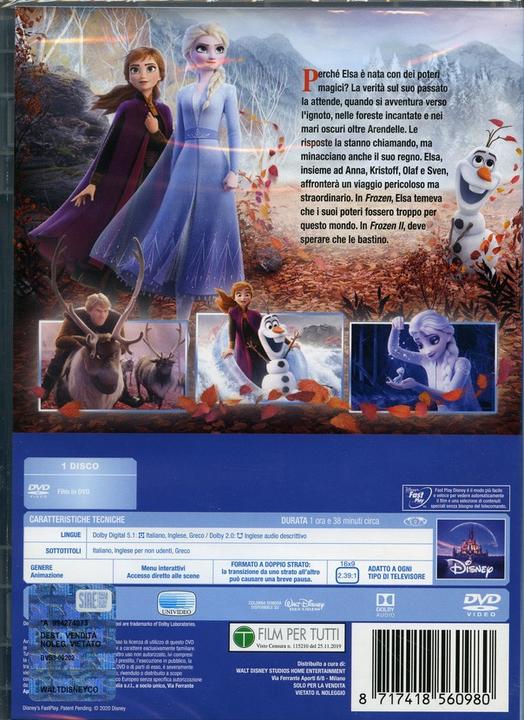 Actual product image Frozen 2: Il segreto di Arendelle (DVD, 2019, English, Greek, Italian)