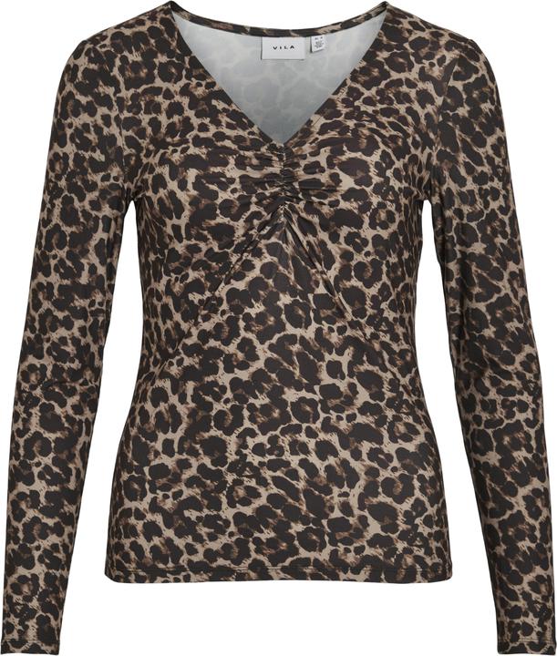 Vila Leoprint Oberteil mit langen Ärmeln (XL)