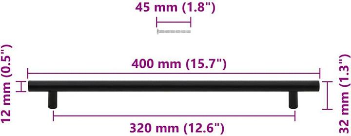 Image du produit VidaXL Poignées de meubles 5 pcs. noir 320 mm inox,couleur