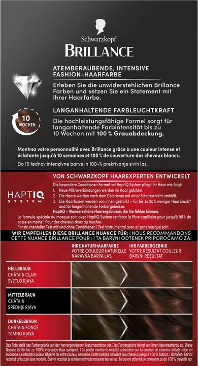 Valeurs nutritives et ingrédients Schwarzkopf Brillance Crème colorante intense 869 Châtaigne (869 Marron châtaigne)