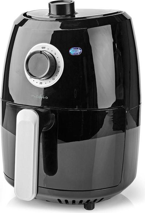Actual product image Nedis Hot Air Fryer | 2.4 l | Timer: 30 min | Analogue | Aluminium / Black (EU plug)
